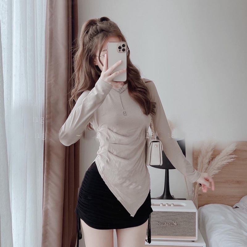 SET ÁO VẠT XẺ + CHÂN VÁY RÚT co giãn thoải mái form ôm kèm ảnh thật trải sàn | BigBuy360 - bigbuy360.vn