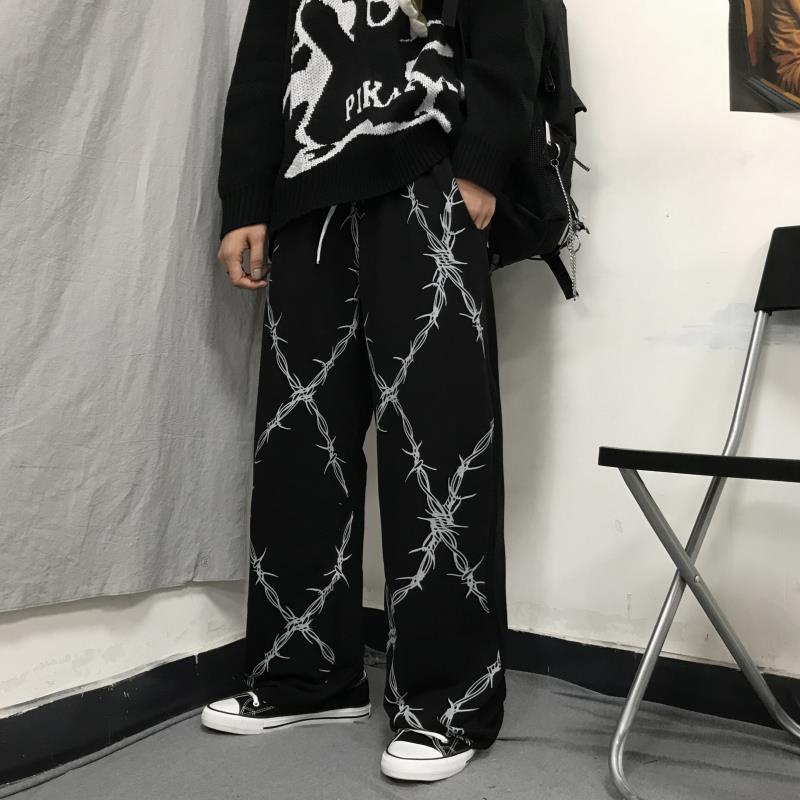 Bán Chạy!Quần Dài Ống Rộng Lưng Cao In Họa Tiết Retro Phong Cách Harajuku Hàn Quốc Thời Trang Mùa Hè Cho Nam Và Nữ
