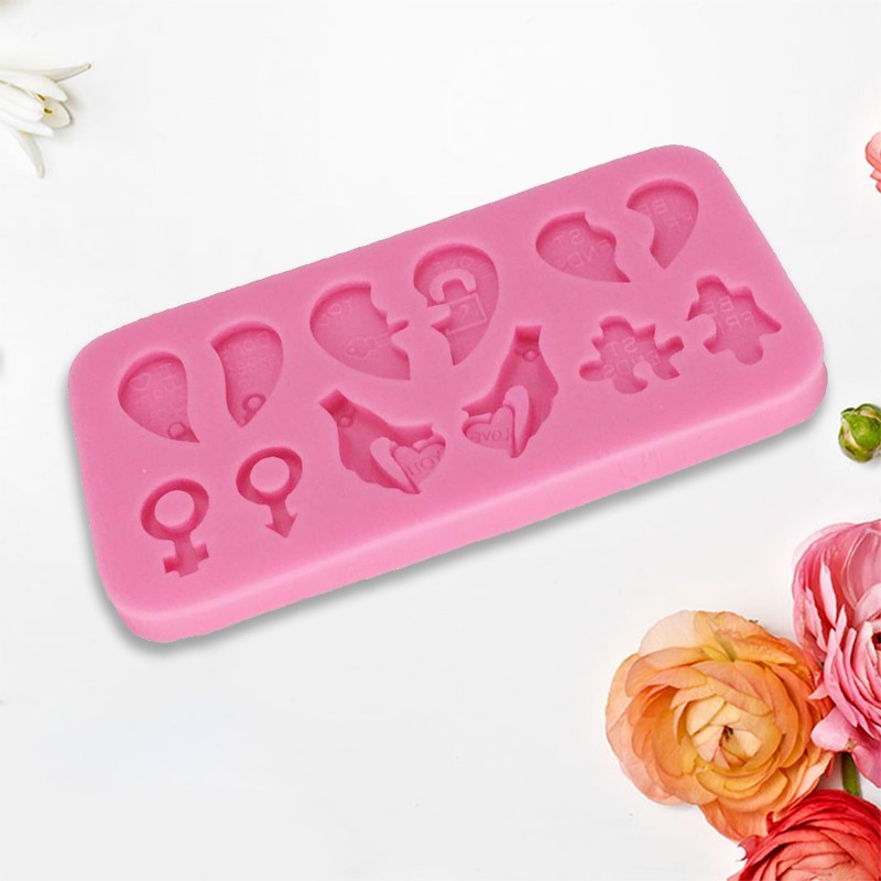 Khuôn Silicone Tự Làm Mặt Dây Chuyền Hình Trái Tim