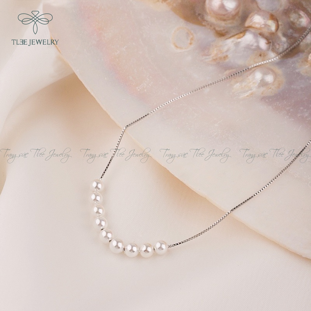 Dây chuyền bạc nữ TLEE ngọc trai nhân tạo sáu viên xinh xắn D0115