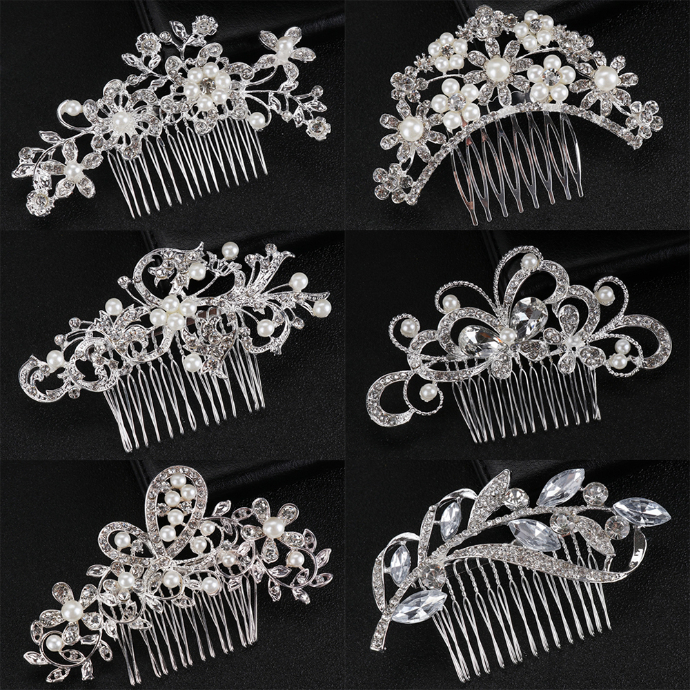 Trâm Cài Tóc Hình Lá Đính Ngọc Trai Sang Trọng Cho Cô Dâu