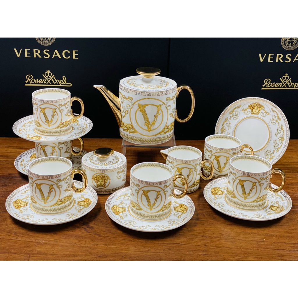 Bộ Ấm Chén Versace Sứ Xương Hoàng Gia Cao Cấp (Hàng có sẵn)
