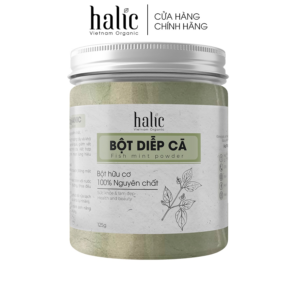 Bột Diếp Cá đắp mặt nạ nguyên chất Halic Organic 125G ngừa thâm, xóa nám tàng nhang, ngăn ngừa mụn ẩn hiệu quả