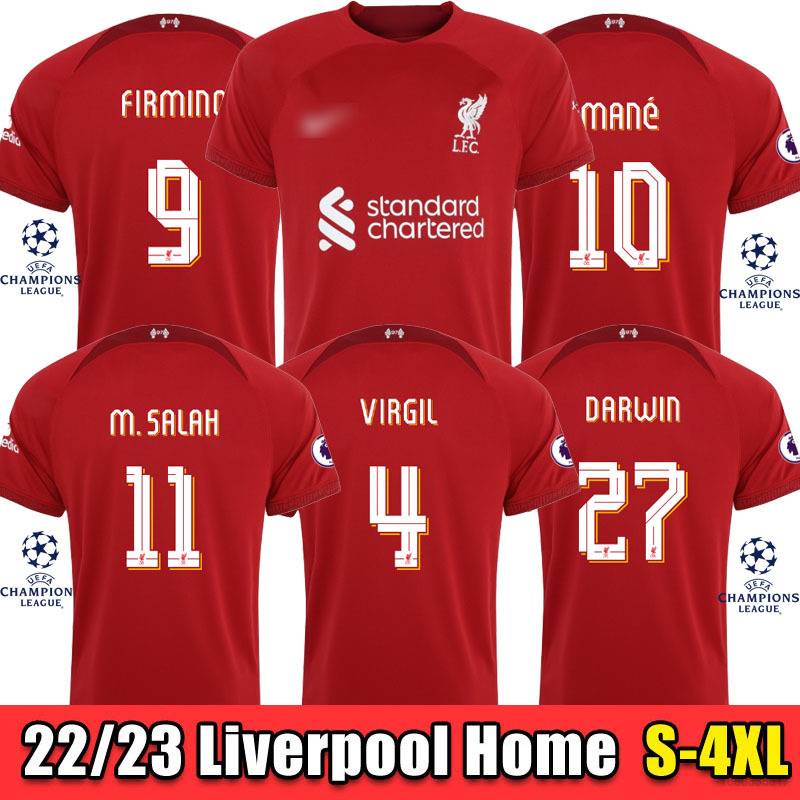2022 / 2023 Áo Thun Phiên Bản Bóng Đá Sân Nhà Liverpool LFC Salah Firmino Mane Virgin Darwin UEFA League