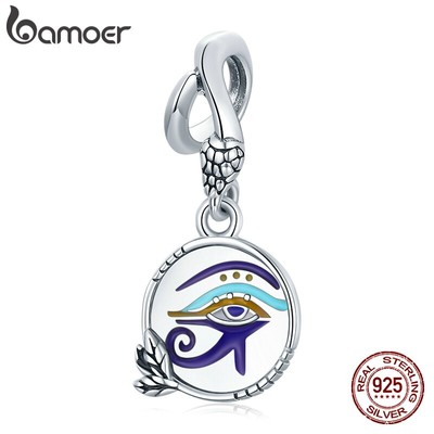 Phụ kiện hạt bamoer SCC1857 bạc 925 kiểu đôi mắt huyền thoại Ai Cập cao cấp để làm trang sức vòng đeo tay thời trang