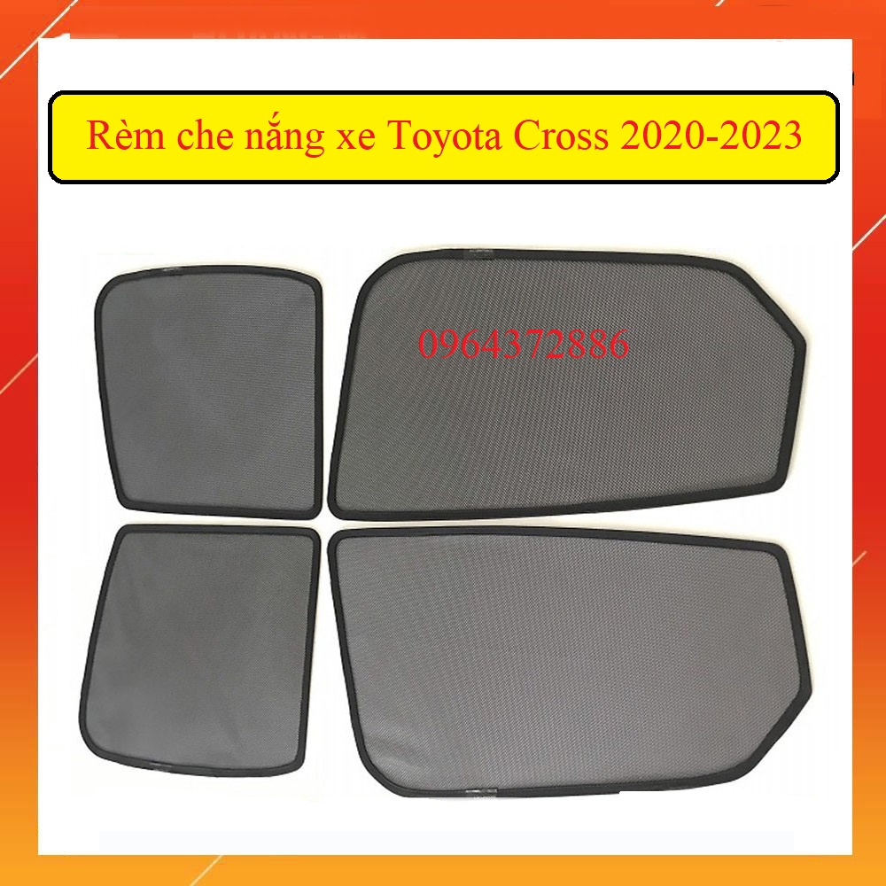 Rèm che nắng nam châm xe Toyota Cross 2020-2023 bộ 4 tấm cho 4 cửa tặng kèm đế giữ rèm