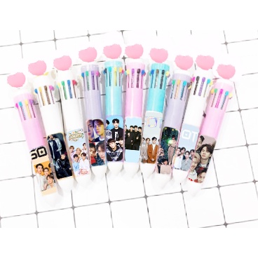 Bút bấm 10 màu bút GOT7 MAMAMOO ITZY RED VELVET BNMI28 bút nhiều màu idol kpop cute bút 10 màu dễ thương