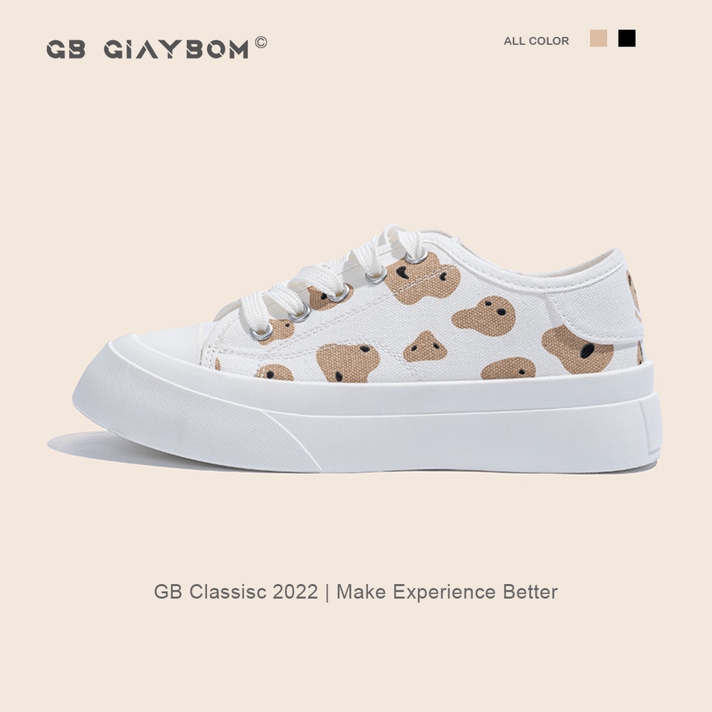 Giày Bata Nữ Đế Cao Phù Hợp Với Học Sinh 2 Màu Đen Nâu Mới Nhất giayBOM GB Classics B1475