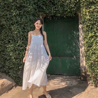 Đầm midi 2dây bbd hoa nổi