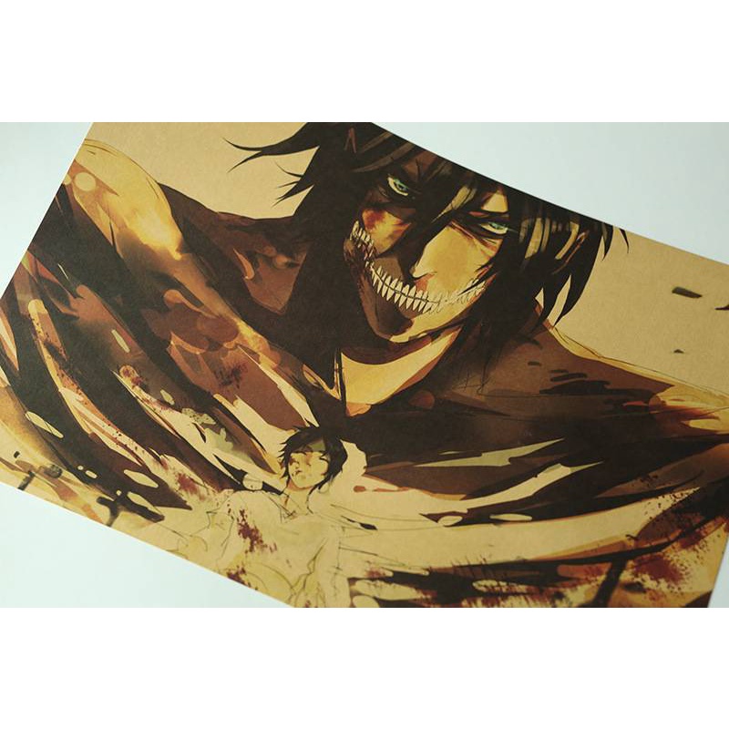 Poster trang trí nội thất hình Attack On Titan Eren Jaeger and His Titan 50x35cm