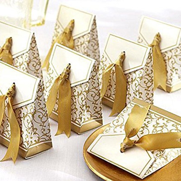 50 hộp quà tặng đáng yêu với dây ruy băng dùng cho tiệc cưới | BigBuy360 - bigbuy360.vn