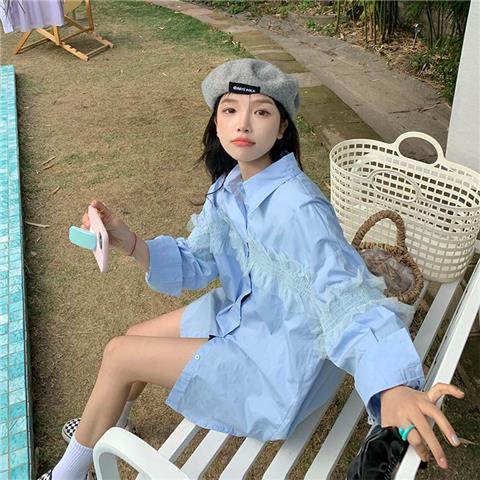 Áo Kiểu Hồng Kông Tay Dài Phối Bèo Thiết Kế Dễ Phối Đồ