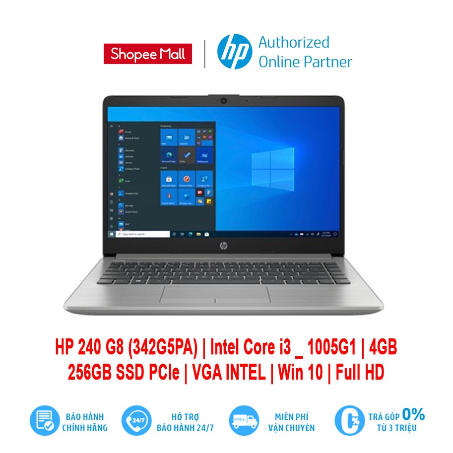 LapTop HP 240 G8 342G5PA |Intel Core i3 1005G1|8GB Upgrade|256GB SSD PCIe|Win 10|14''Full HD