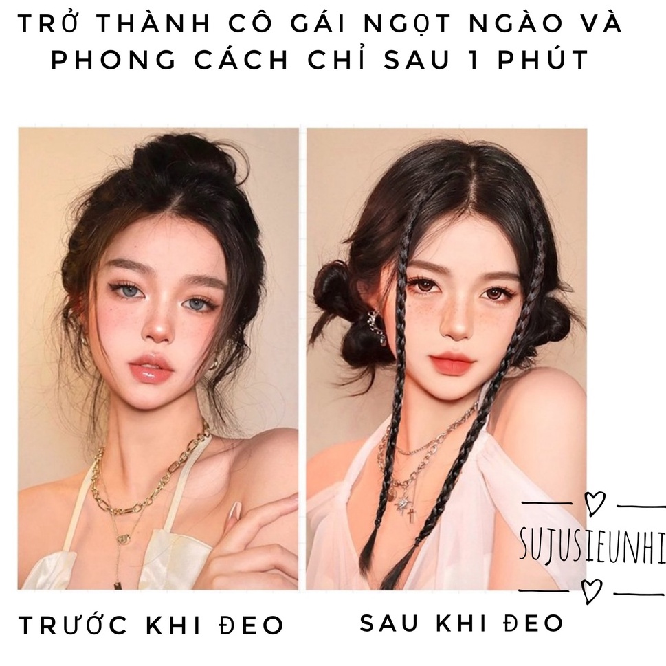 1 lọn tóc giả tết sẵn hot trend dạng kẹp dài 45 cm phong cách Y2K