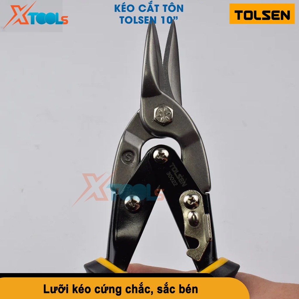 Kéo cắt tôn Tolsen 250mm chất liệu thép không gỉ, tay cầm bằng nhựa cao cấp chống trơn trượt [CHÍNH HÃNG][XTOOLS]