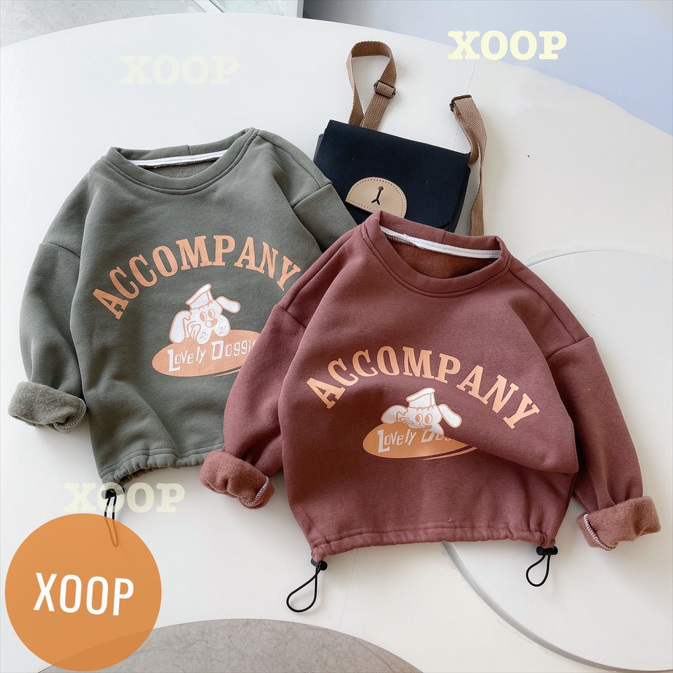 Bộ nỉ dài tay có dây rút in họa tiết ACCOMPANY cho bé ( cân nặng từ 11-28kg) BD19