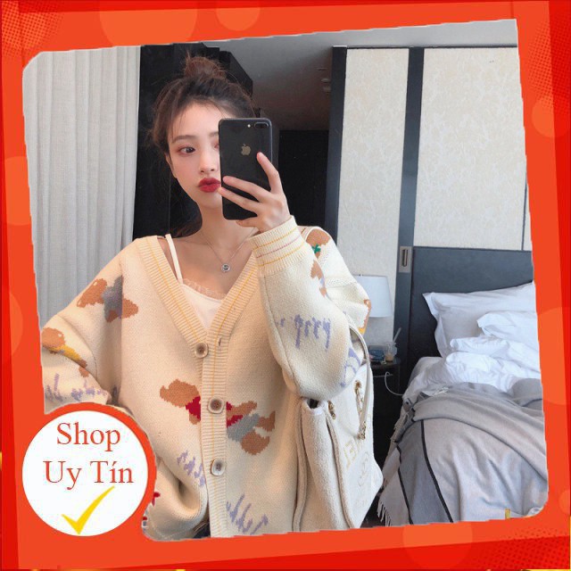 Áo Khoác Cardigan Dệt Kim Dáng Rộng Tay Dài Cổ Chữ V Phong Cách Hàn Quốc Cho Nữ Liên hệ mua hàng 084.209.1989