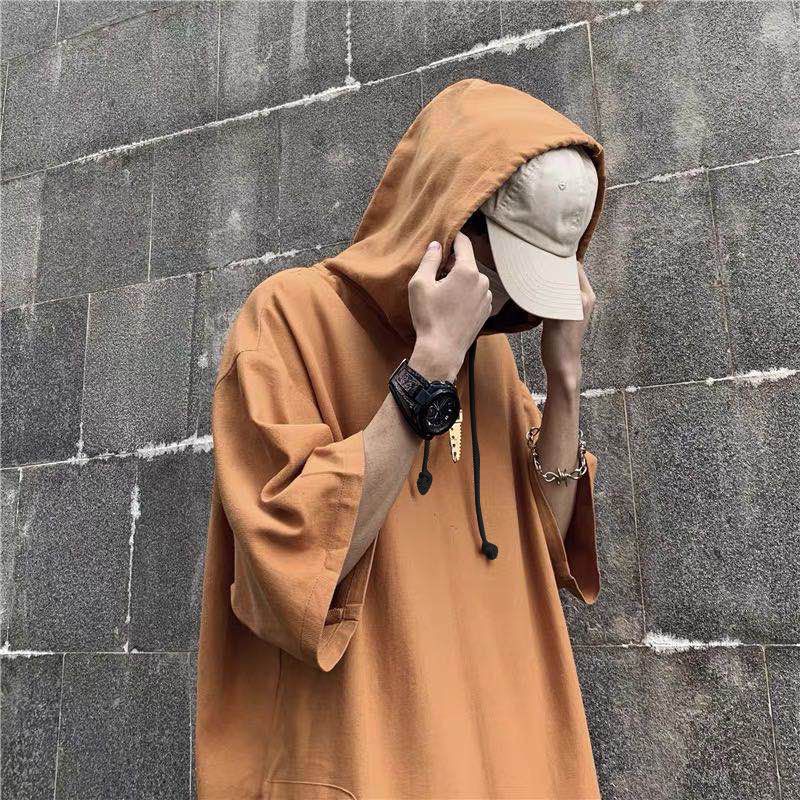 Áo hoodie ngắn tay màu trơn phong cách trẻ trung