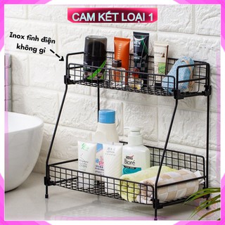 Kệ để đồ nhà bếp nhà tắm 2 tầng bằng sắt sơn tĩnh điện không gỉ cao cấp