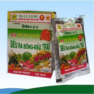 Phân bón lá grow 5-5-5 siêu ra bông đậu trái - gói 10ml