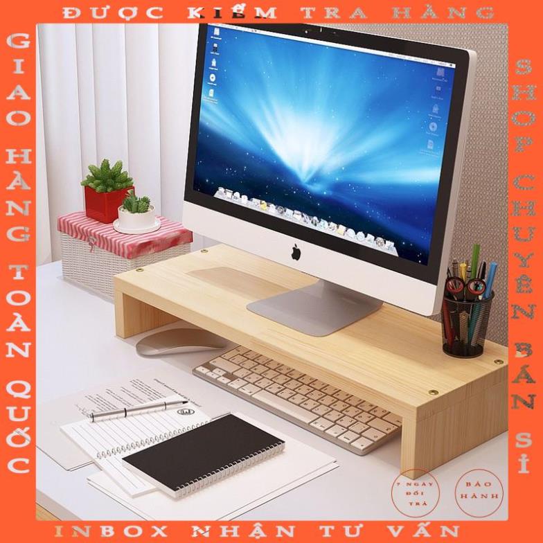 Kệ để máy tính laptop kệ sách gỗ trang trí để bàn để chống gù lừng 50x20x8 Sindecor