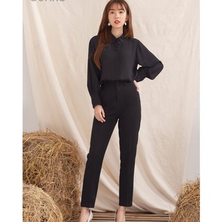 Quần Baggy/ quần Tây công sở cạp cao TSHOP, Chất cải dày dặn co giãn nhẹ, lên phom đẹp