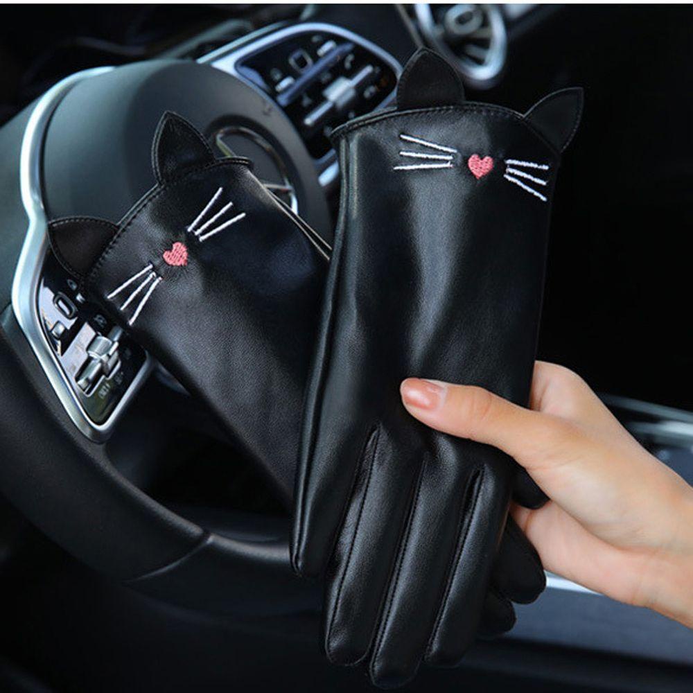 IVORY Găng Tay Da Pu Hở Ngón Chống Thấm Nước Unisex