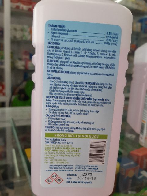 🤲🤲🤲 Sát khuẩn tay CLINCARE (500 ml ) | BigBuy360 - bigbuy360.vn