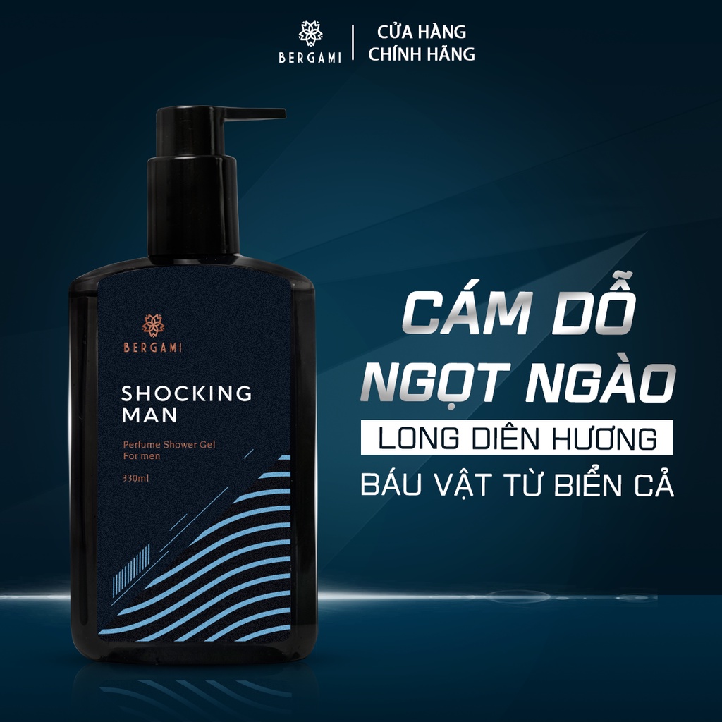 Combo Sữa tắm Nam 330ml &amp; Nước hoa Nam Shocking Man 35ml &amp; Sữa tắm Nữ Bergami 330ml &amp; Nước hoa Nữ Scent Dream 20ml