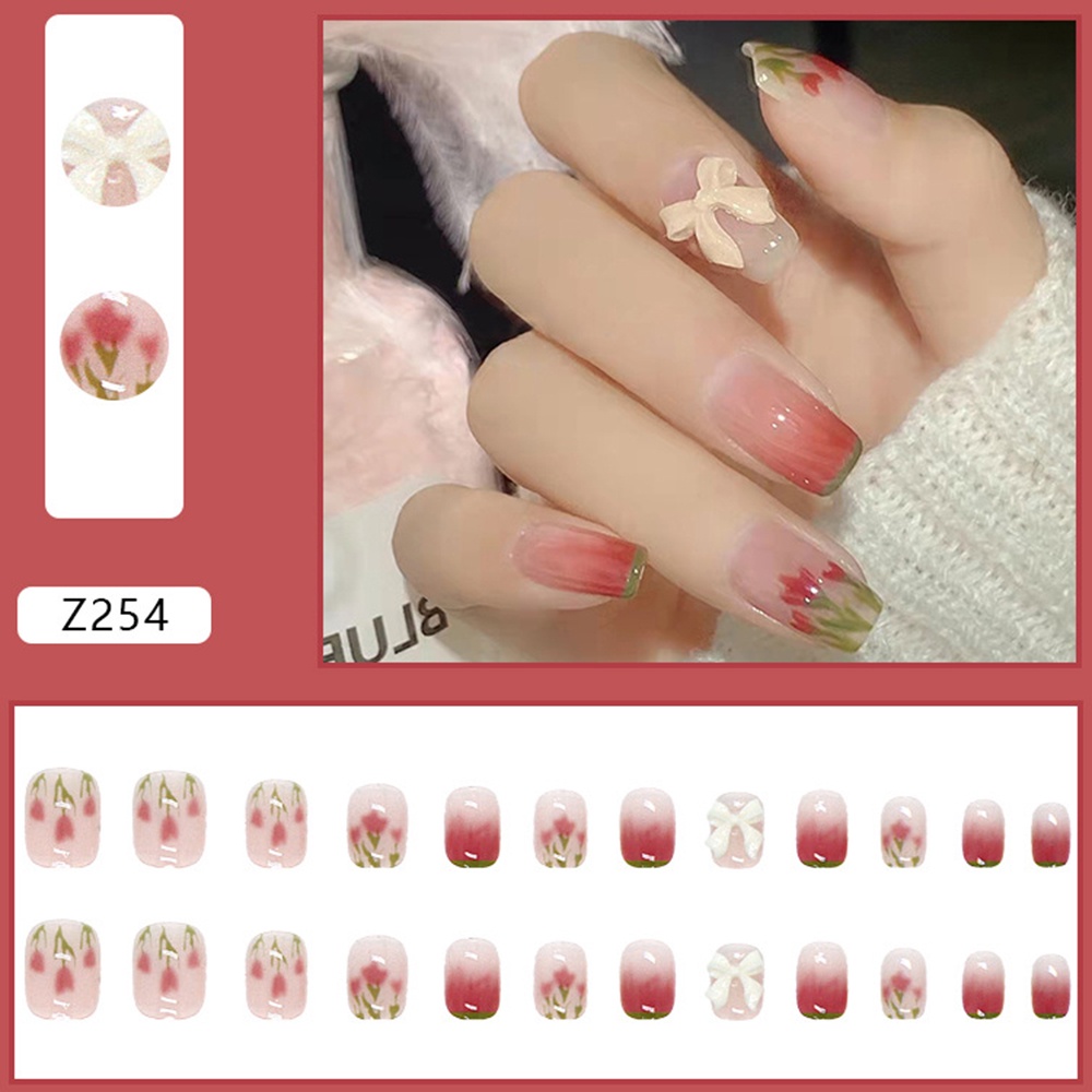 Bộ Móng Tay Giả Đính Đá Kiểu Pháp