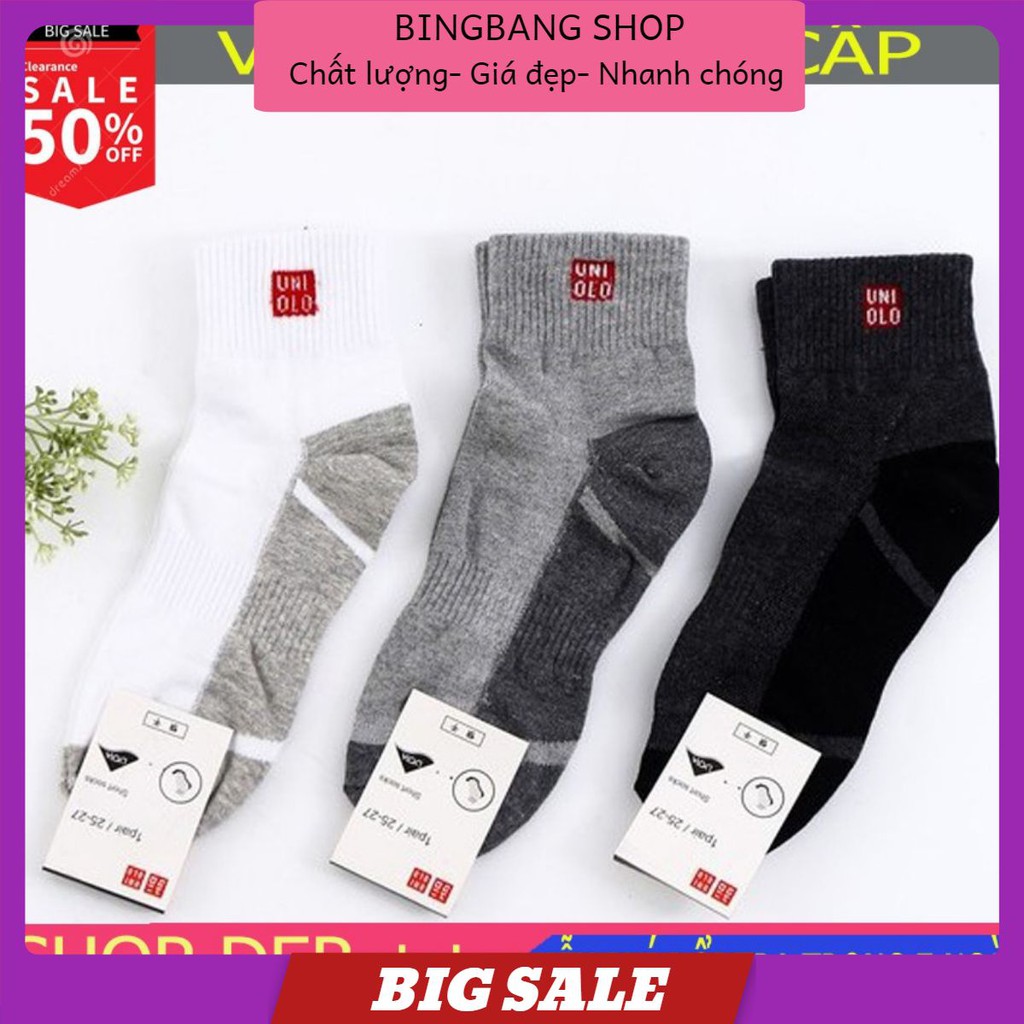 [Combo 5] Tất nam cổ trung Uni chống hôi chân, 3 màu xám đen trắng