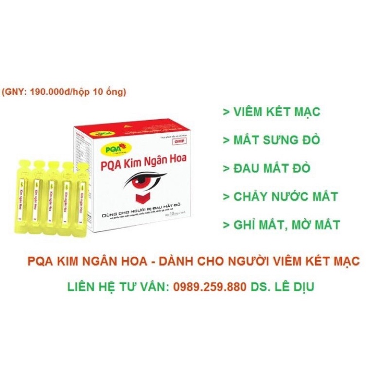 [Chính Hãng PQA] Kim ngân hoa PQA cho người bị viêm kết mạc, đau mắt đỏ mãn tính Hộp 10 ống cao lỏng