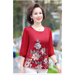 Áo Kiểu Trung Niên Nữ Lụa Phi Bóng