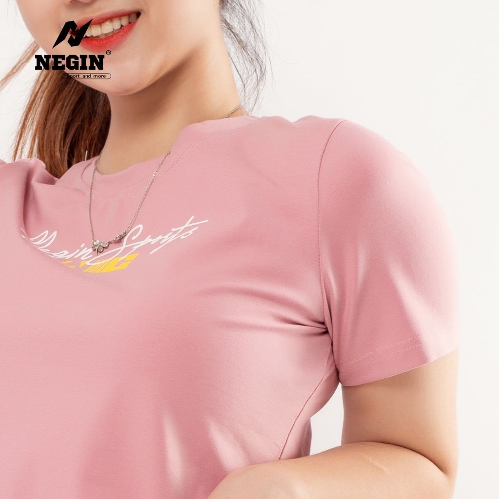 Áo Thun T-Shirt Nữ NEGIN Thiết Kế Cổ Tròn Ngắn Tay, Họa Tiết In Sắc Nét, Chất Cotton Thoáng Mát AN338W