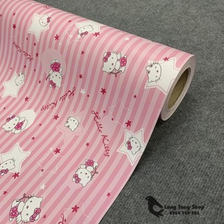 Decal hình hello kitty - Giấy dán tường có sẵn keo màu hello kitty