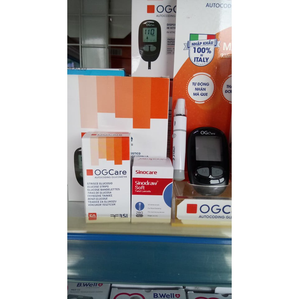 BỘ MÁY ĐO ĐƯỜNG HUYẾT OG CARE+ 50 QUE THỬ VÀ 50 KIM