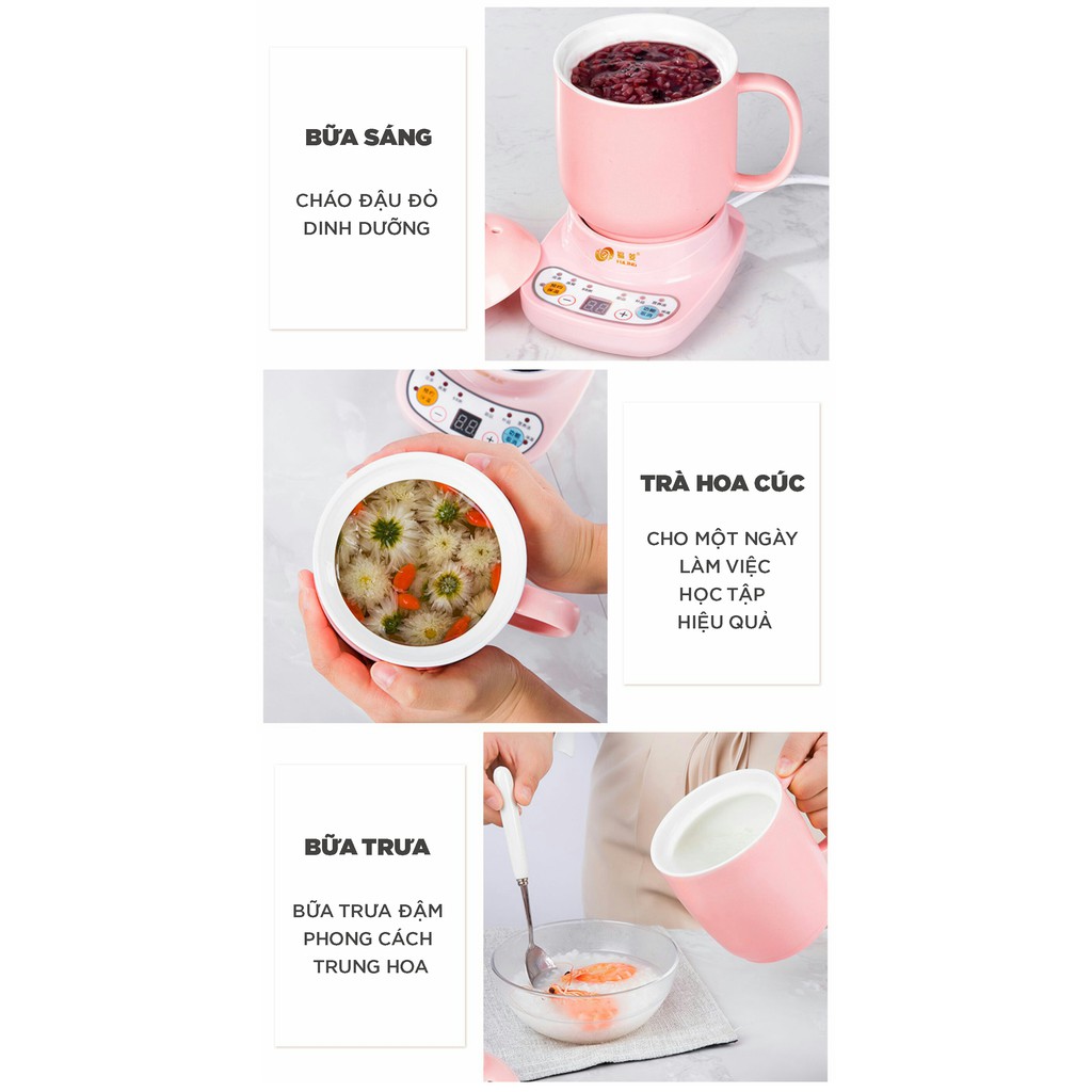 [ORDER] CỐC CHƯNG YẾN CỐC HẦM NẤU NINH SÚP CANH PHA TRÀ HÂM NÓNG SỮA NẤU CHÁO DÙNG ĐIỆN ĐA NĂNG BẰNG SỨ ĐẾ ĐIỆN