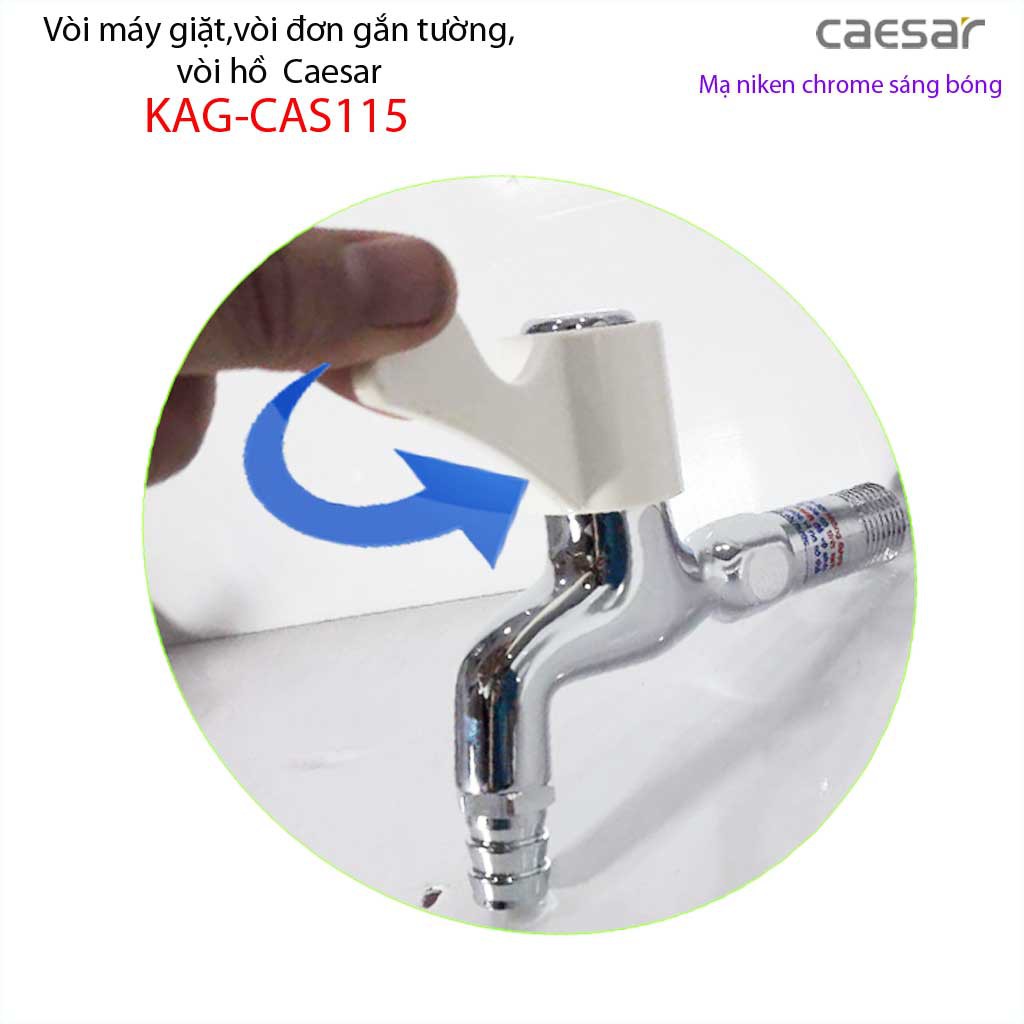 Vòi lạnh gắn tường Caesar KAG-CAS115 có mỏ, vòi xả nước máy giặt tay gạt xả nước mạnh sử dụng tốt siêu bền