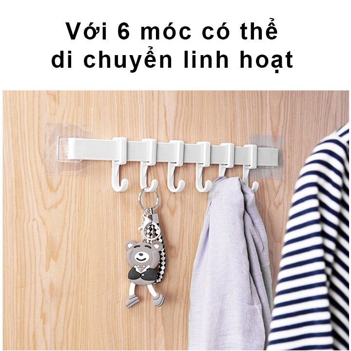 Combo 3 bộ móc treo dán tường nhà tắm nhà bếp 6 móc di động siêu chắc không khoan đục