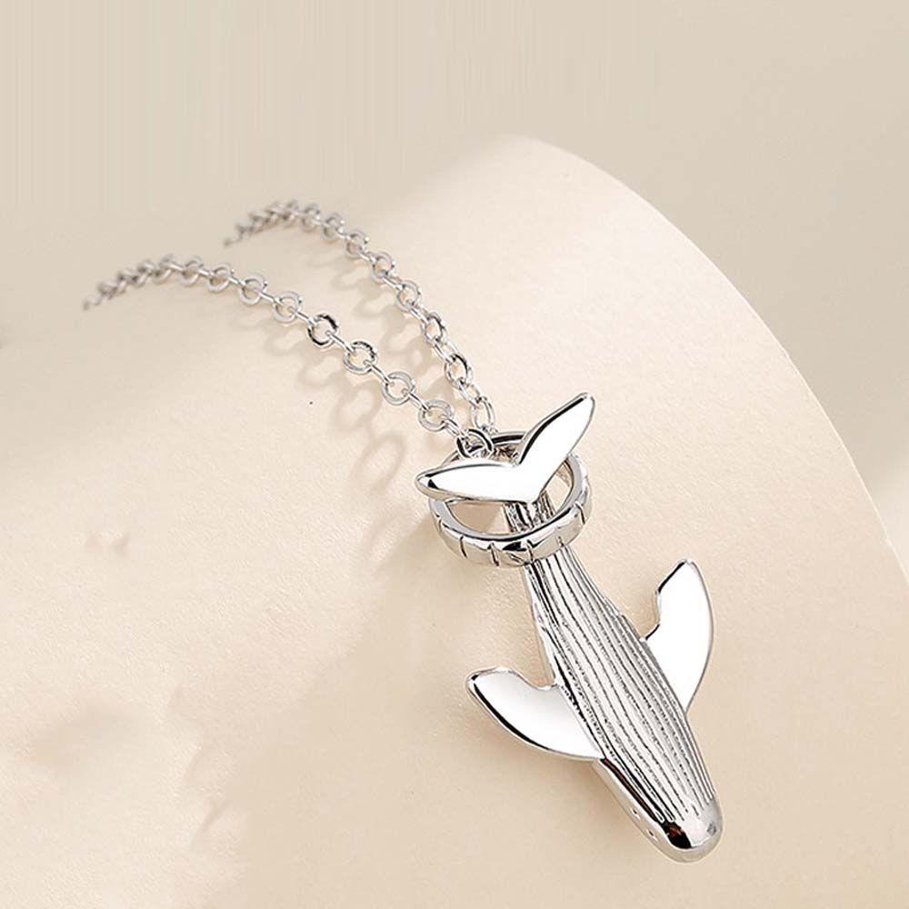 USNOW Vòng cổ Mạ Bạc Mặt Hình Cá Voi Thời Trang