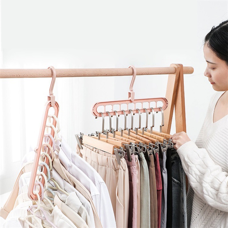 Giá Đỡ Treo Quần Áo 9 Lỗ Đa Năng Có Thể Gấp Gọn Tiện Dụng Cho Gia Đình
