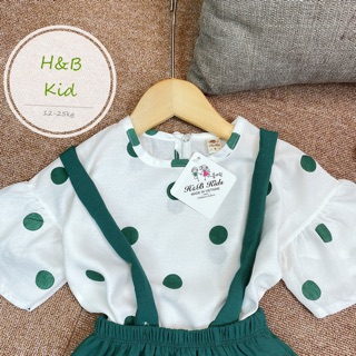 Set váy yếm chấm bi