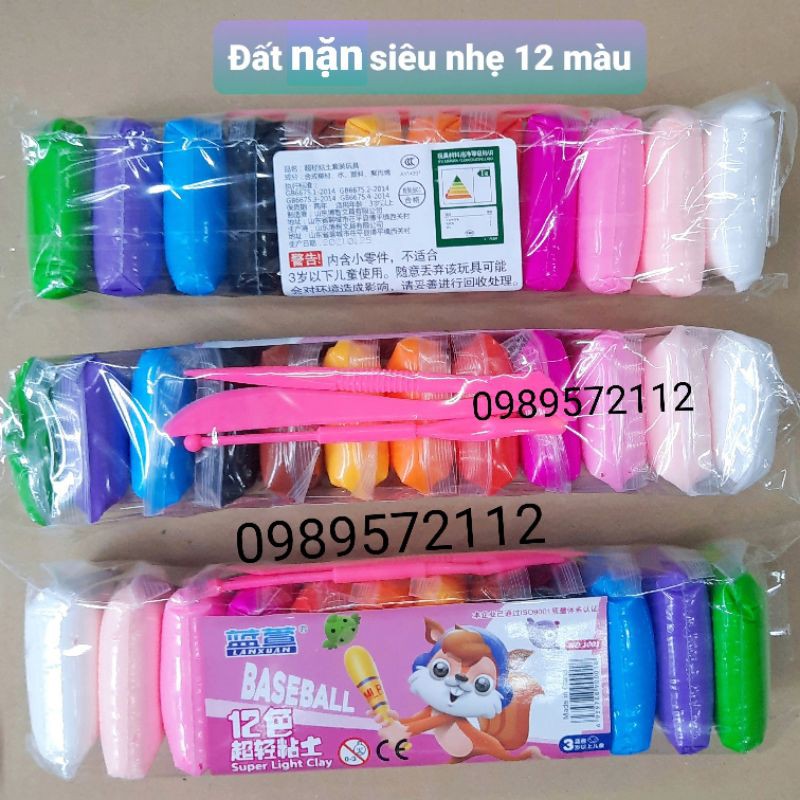 Đất sét siêu nhẹ (bịch 12 màu).Đất nặn soft clay siêu nhẹ.