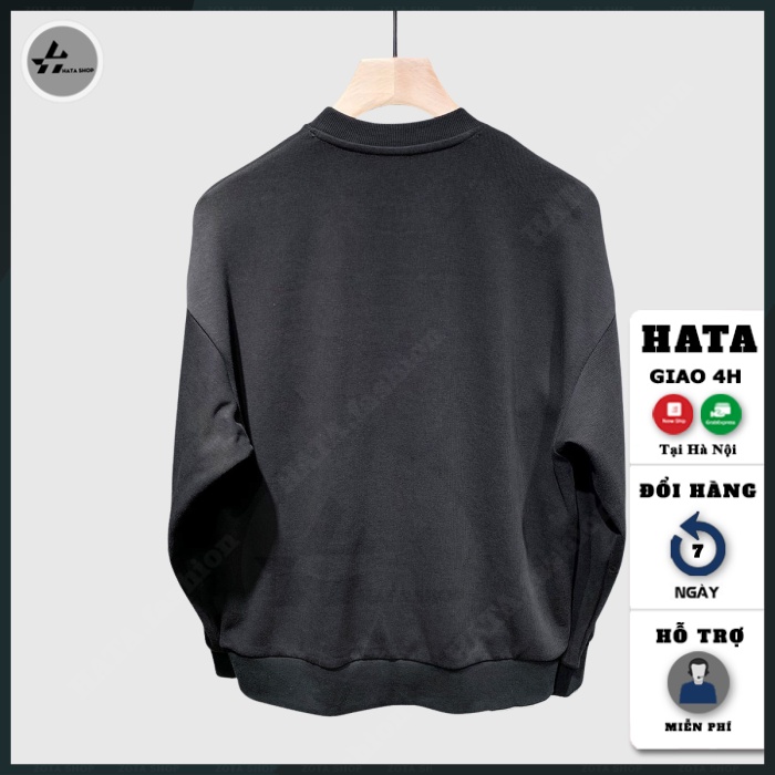 Áo sweater nam dáng ôm, Áo thu đông nam cổ tròn HATA chất đẹp in Gấu 3D mã NZ689