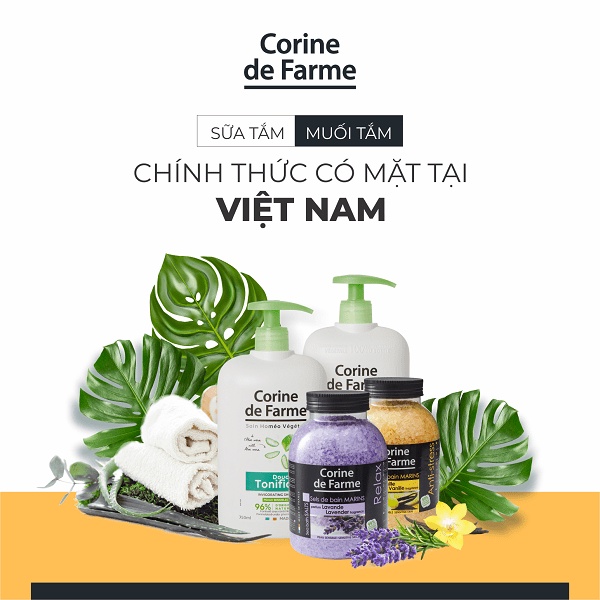 [Tặng muối tắm 100gr] Sữa tắm dưỡng da Corine de Farme tinh chất Nha đam 750ML