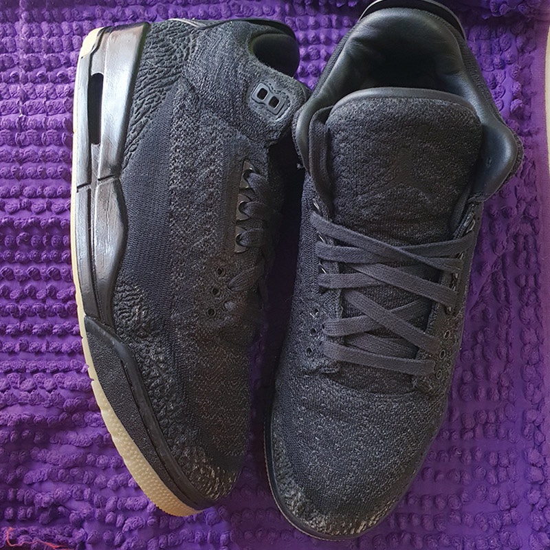 Giày Air Jordan 3 Retro Flyknit Black, size 44.5, real 2hand