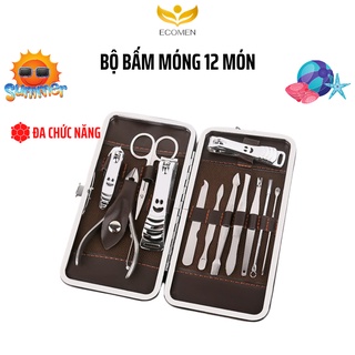 Bộ Chăm Sóc Móng 12 Món Bằng Thép Không Gỉ Hộp Da Cao Cấp ANVIHOM