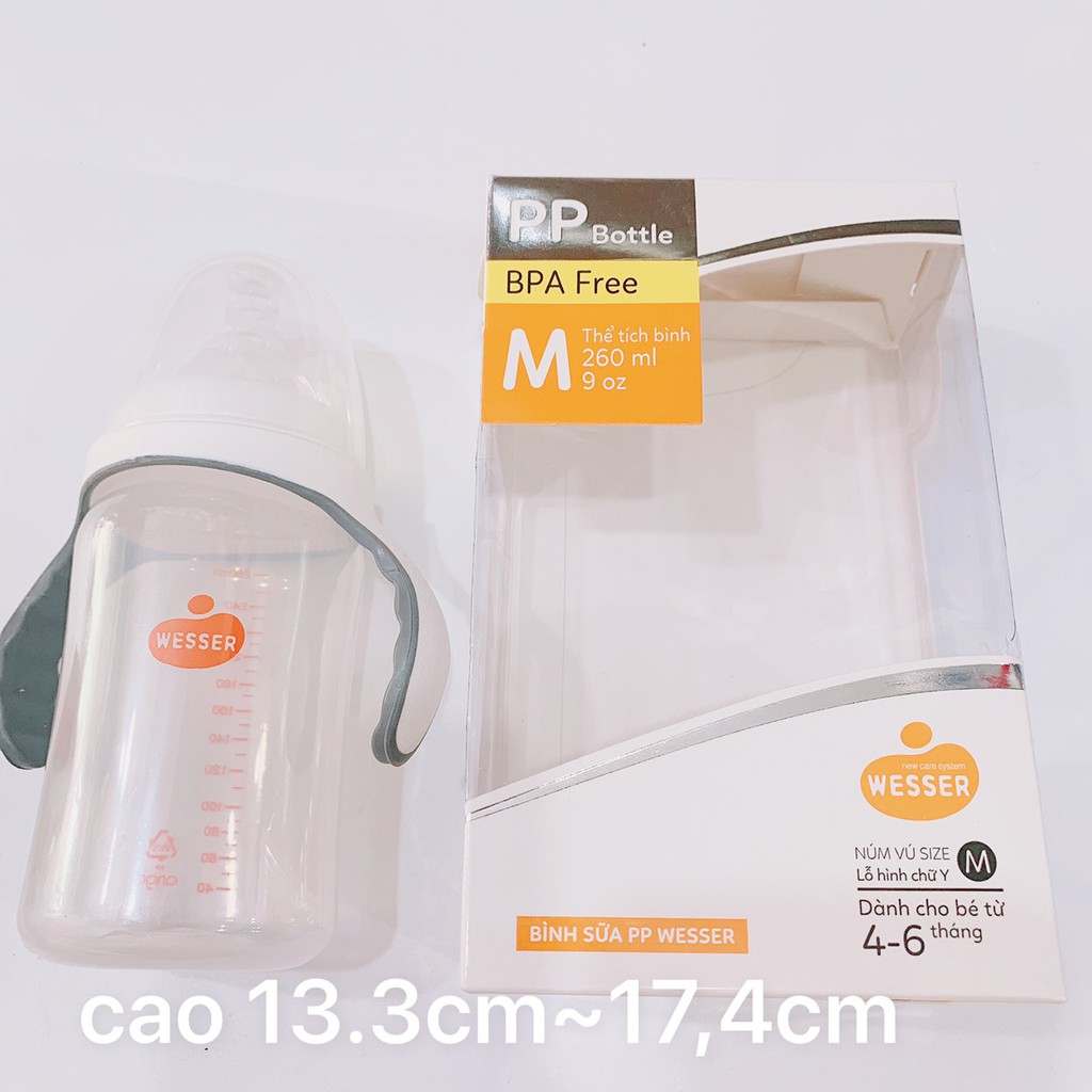 Bình Sữa Wesser NaNo Sliver Có Quai 180ml/260ml/320ml MẪU MỚI