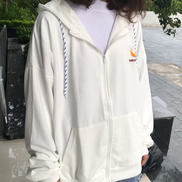 WHITE ZIP HOODIE