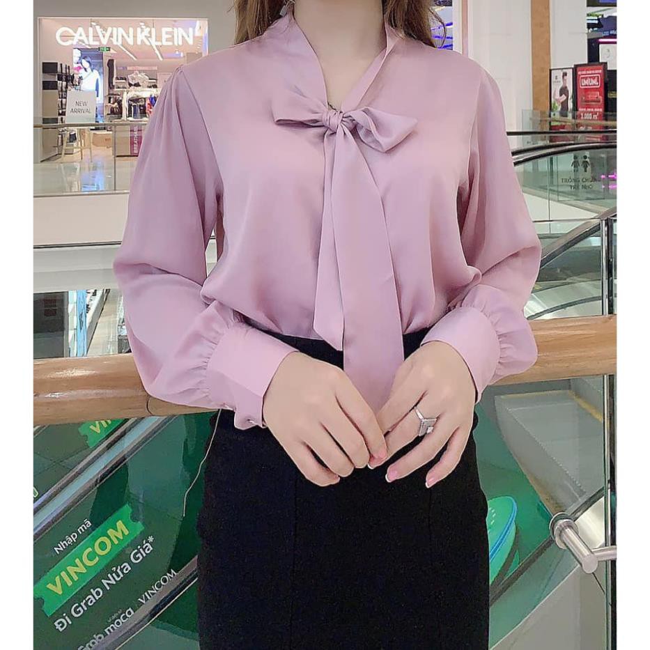 Áo Kiểu Nữ, Áo Sơ Mi Nữ Tay Phồng Cổ Nơ Chất Lụa Cao Cấp Nhiều Màu Hàng Thiết Kế Siêu Xinh. | BigBuy360 - bigbuy360.vn